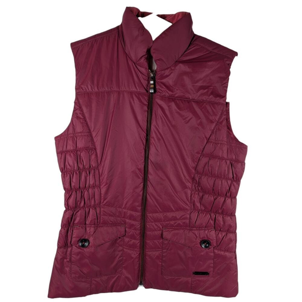 Merrell Puffer Ripstop Vest Womens Red Full Zip Quilted Opti Warm Large